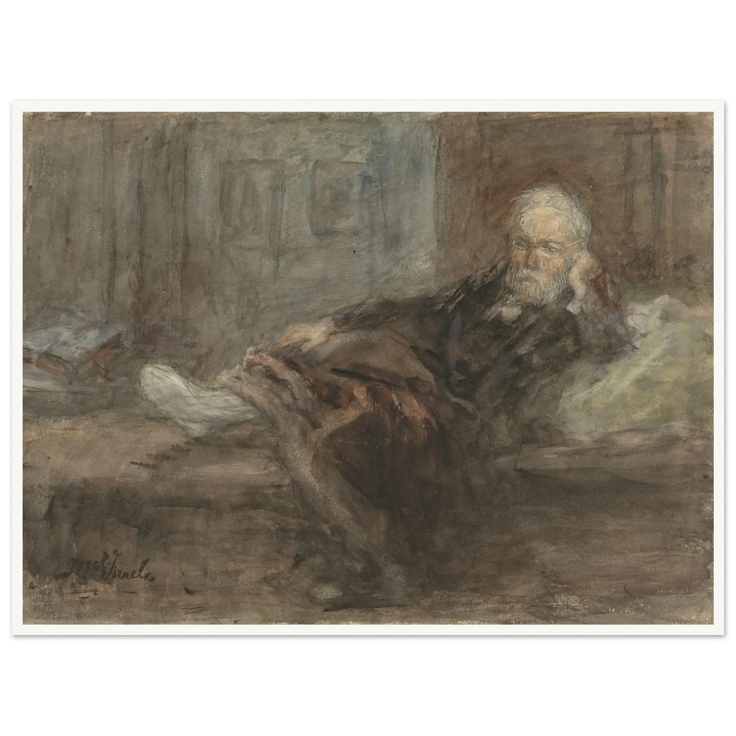 Zelfportret met zieke voet (c. 1898) Art Print | Jozef Israels-Quipham Collections