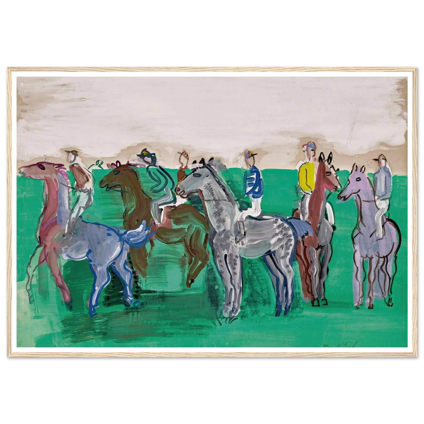 Jockeys et chevaux avant le départ (circa 1930) Art Print | Raoul Dufy-Quipham Collections