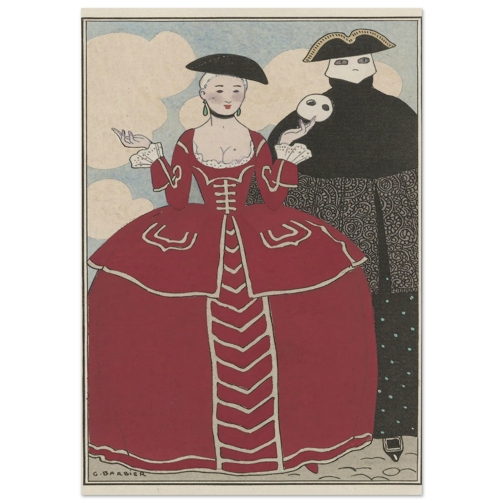 Travestissement d’après Longhi (1913) Art Print | George Barbier-Quipham Collections