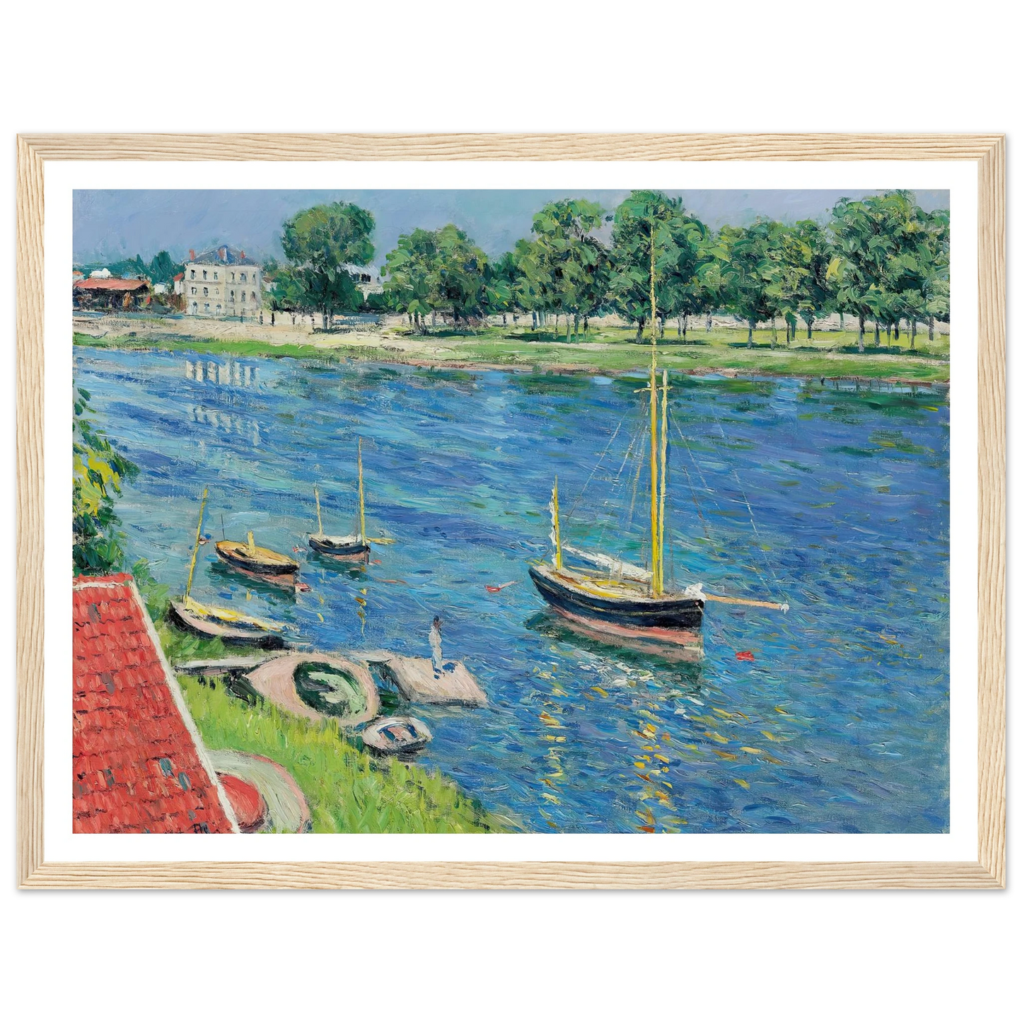 La Seine à Argenteuil, bateaux au mouillage (1883) Art Print | Gustave Caillebotte-Quipham Collections