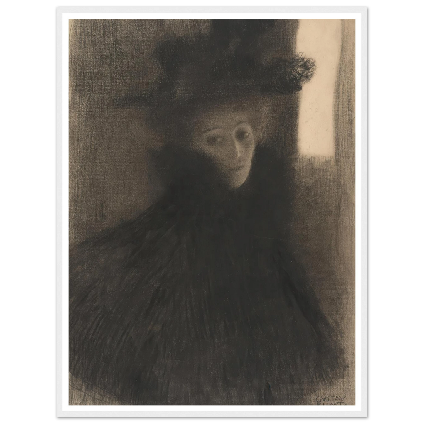 Portrait of a Lady with Cape and Hat (1897-1898) Art Print | Gustav Klimt-Quipham Collections