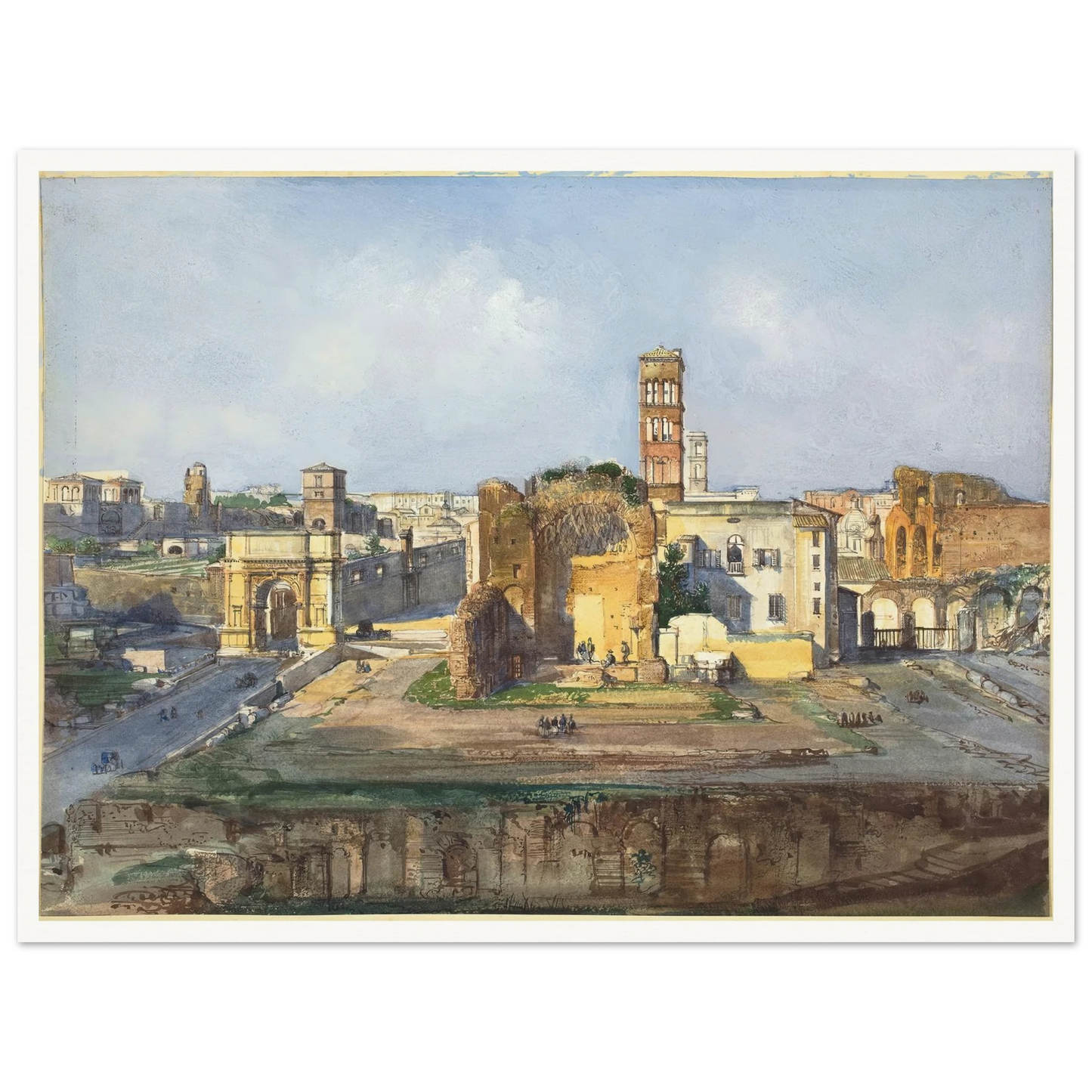The Arch of Titus and the Temple of Venus and Rome near the Roman Forum Art Print | Ippolito Caffi-Quipham Collections
