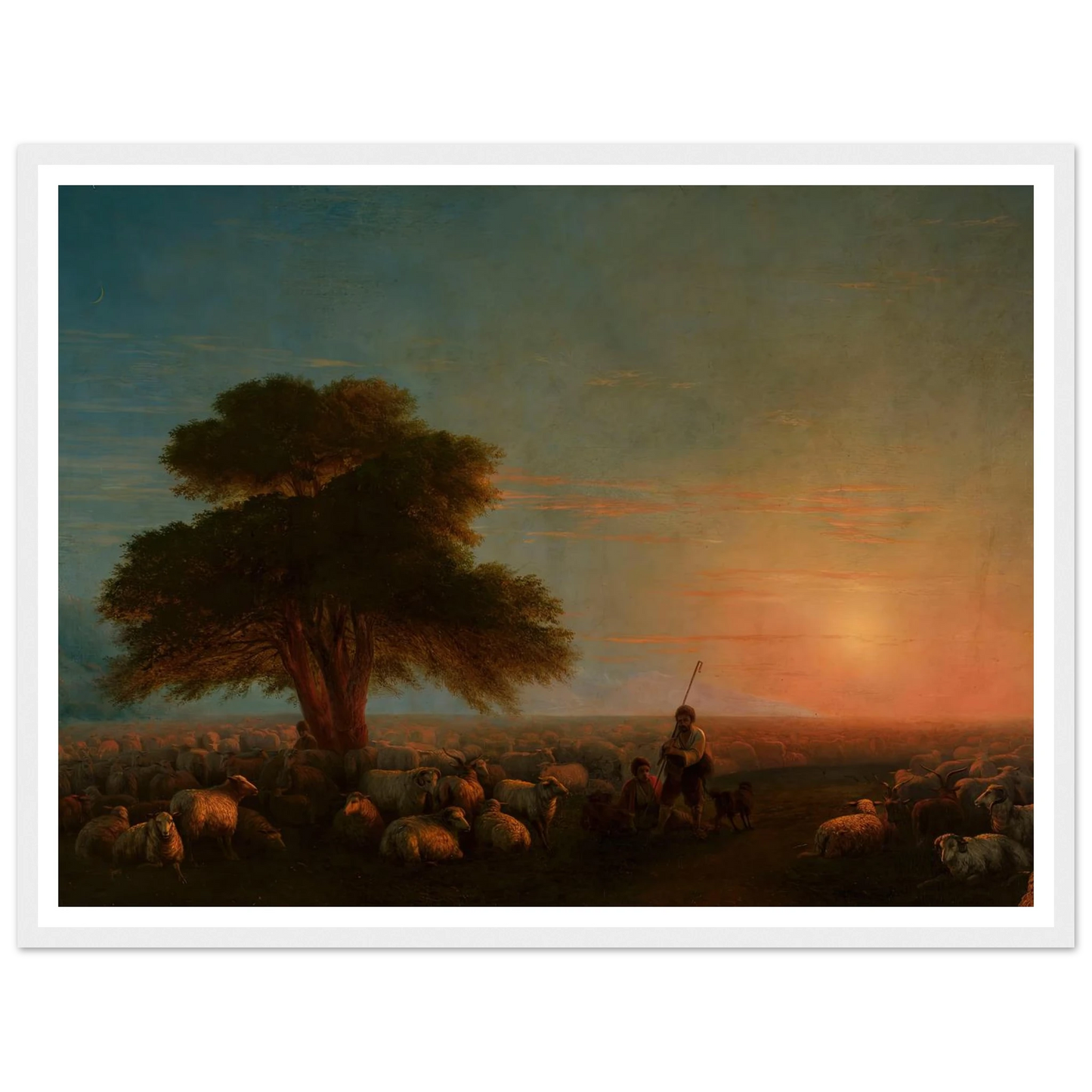 Shepherds with a flock of sheep (1872) Art Print | Ivan Konstantinovich Aivazovsky-Quipham Collections