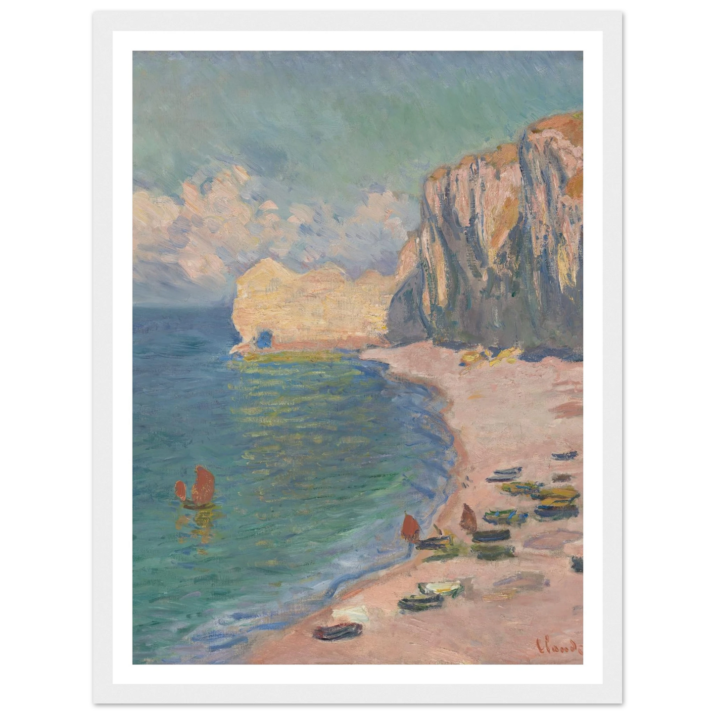 Étretat, The Beach and the Falaise d’Amont (1885) Art Print | Claude Monet-Quipham Collections