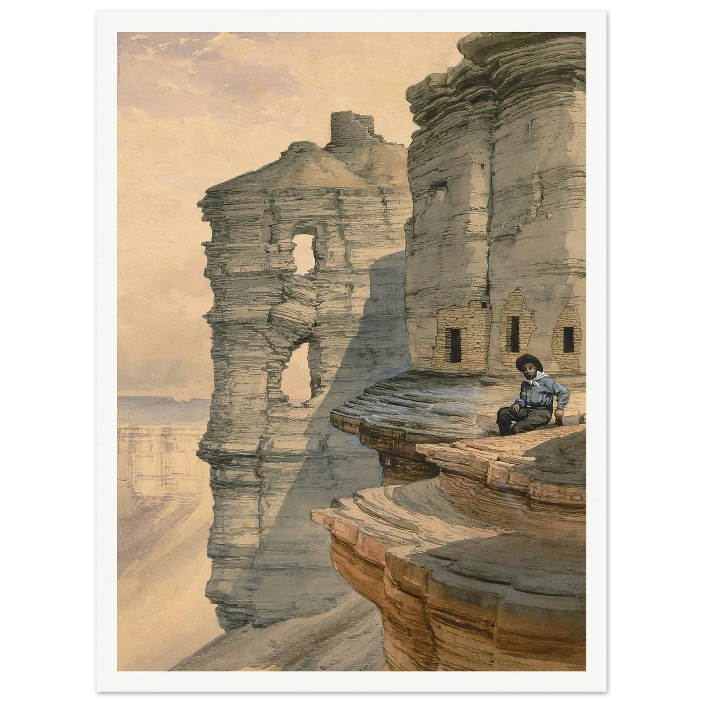 Cliff Houses On The Rio Mancos, Colorado (1878) Art Print | William Henry Holmes-Quipham Collections