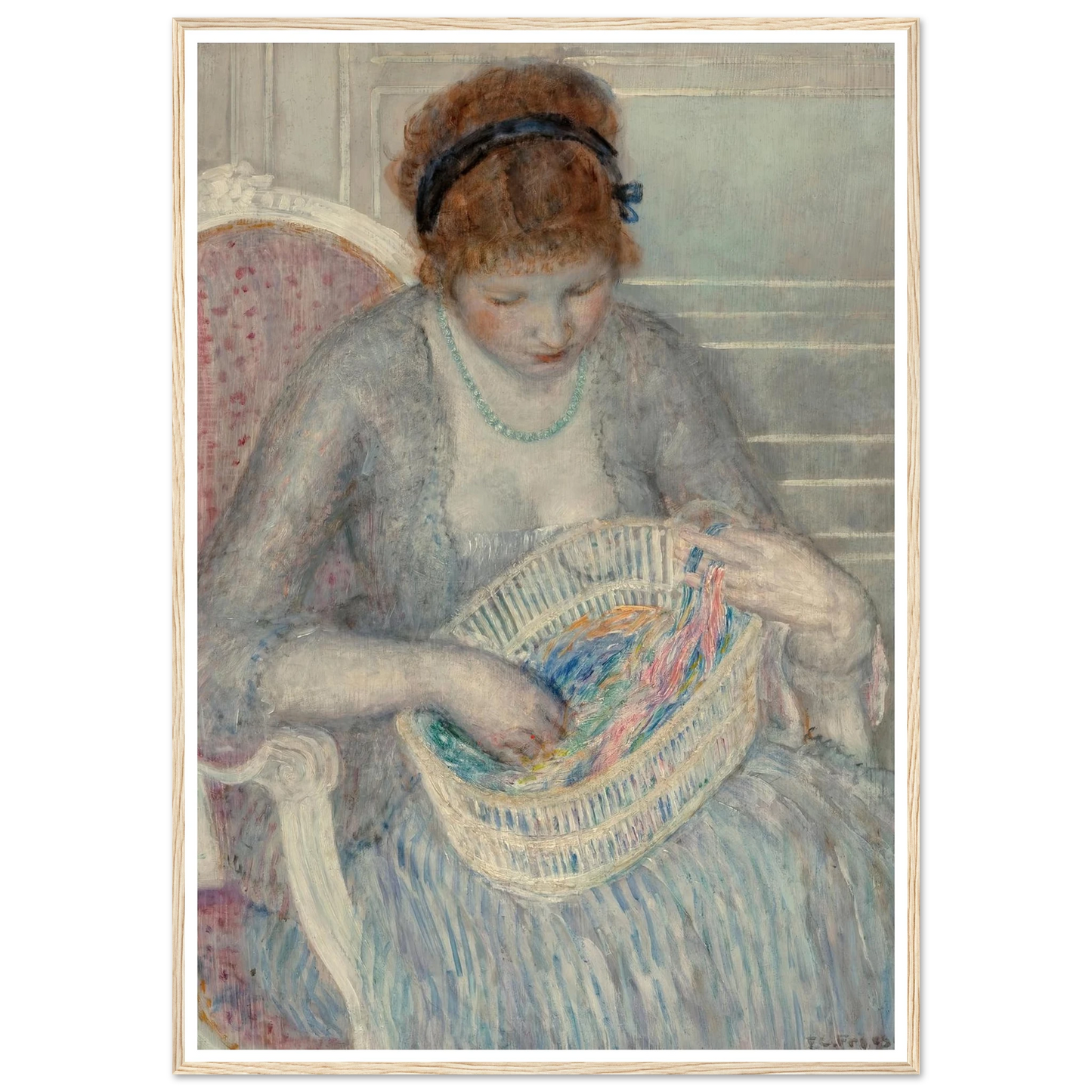 Girl with a Basket of Ribbons (1915) Art Print | Frederick Carl Frieseke-Quipham Collections