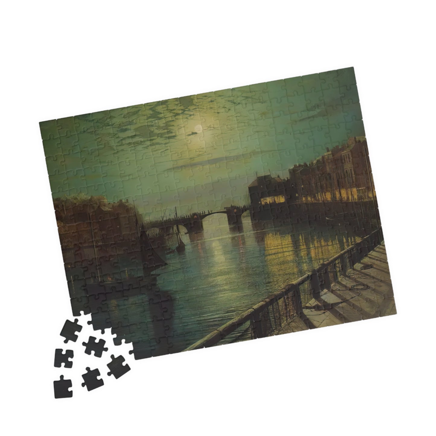 Whitby Harbor by Moonlight Puzzle | John Atkinson Grimshaw-Quipham Collections