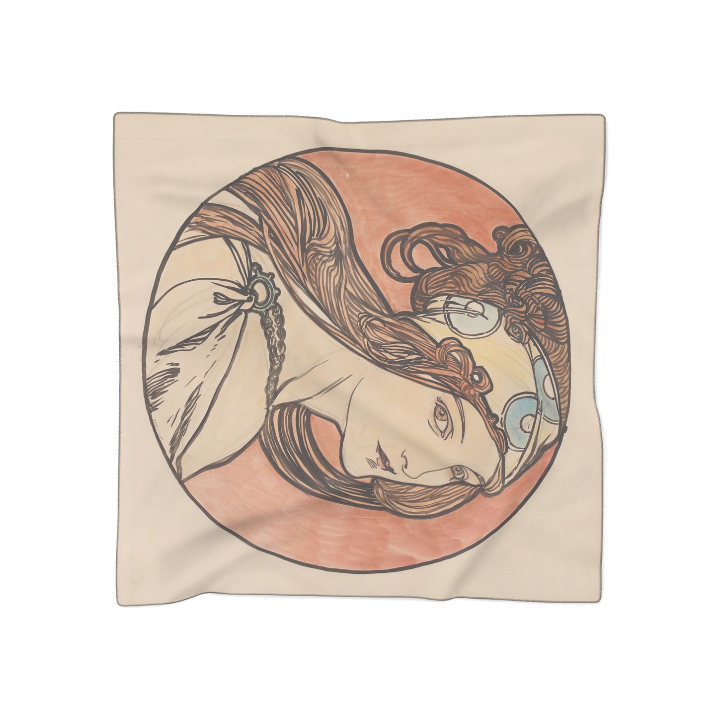 Woman with a Headscarf | Alphonse Mucha Scarf – Art Nouveau Scarf-Quipham Collections