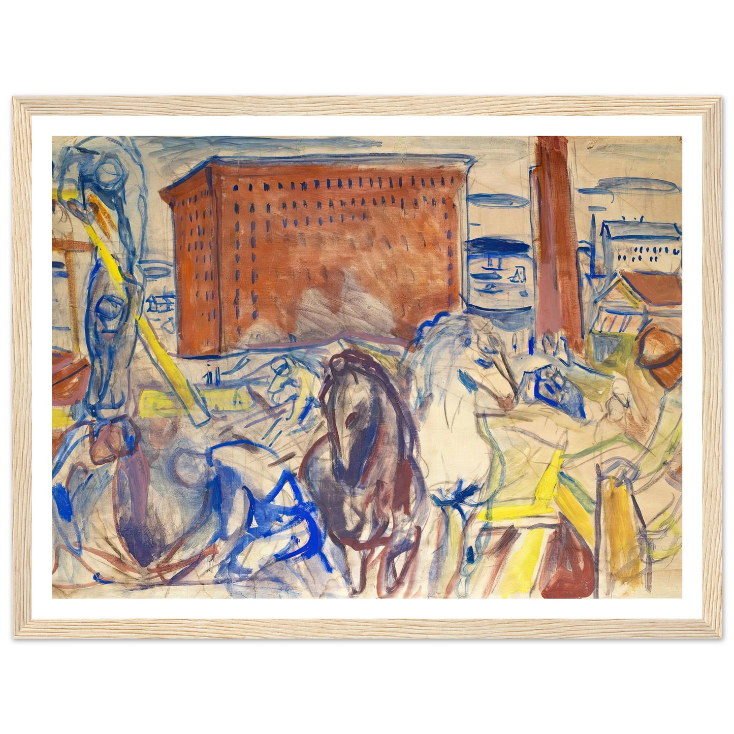 Horse Team on a Building Site (1928–1929) Art Print | Edvard Munch-Quipham Collections