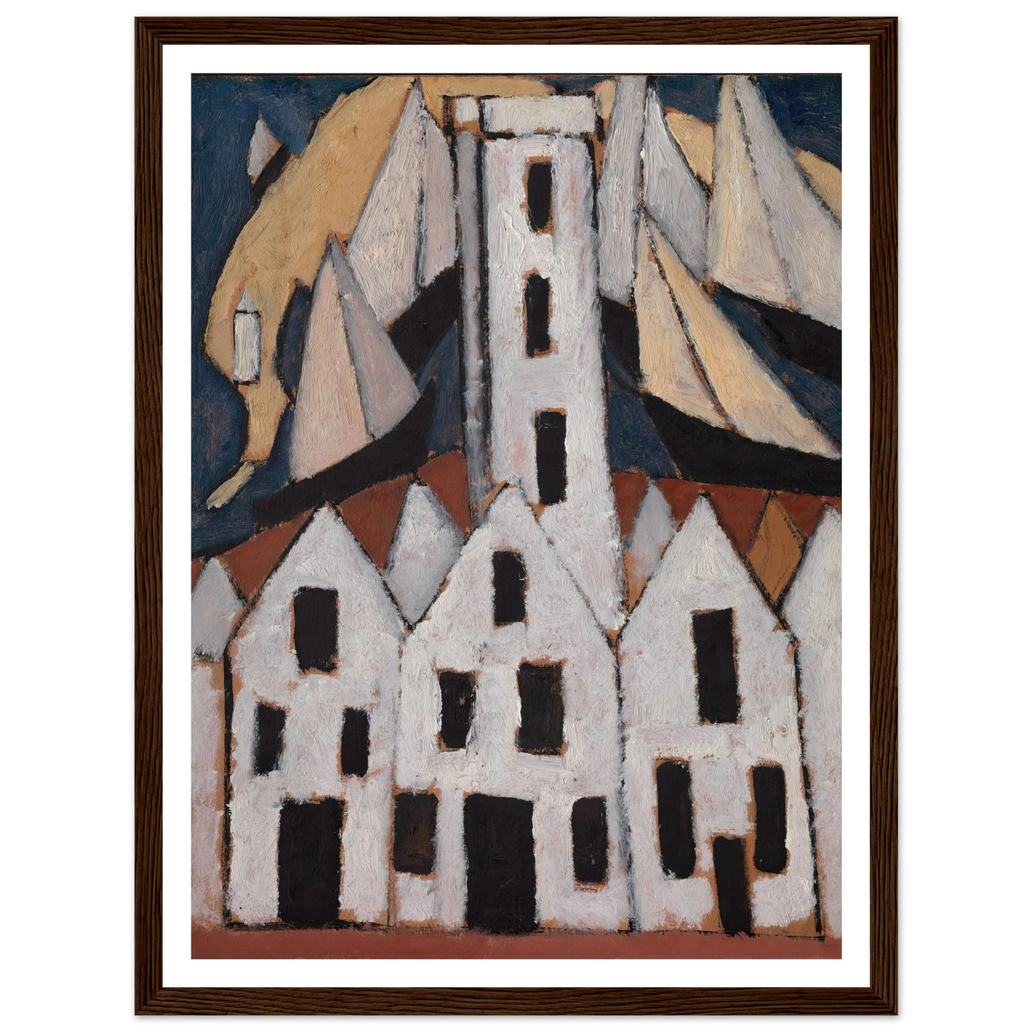 Movement No. 5, Provincetown Houses (1916) Art Print | Marsden Hartley - Framed Poster - 30x40 cm / 12x16″ - Black frame