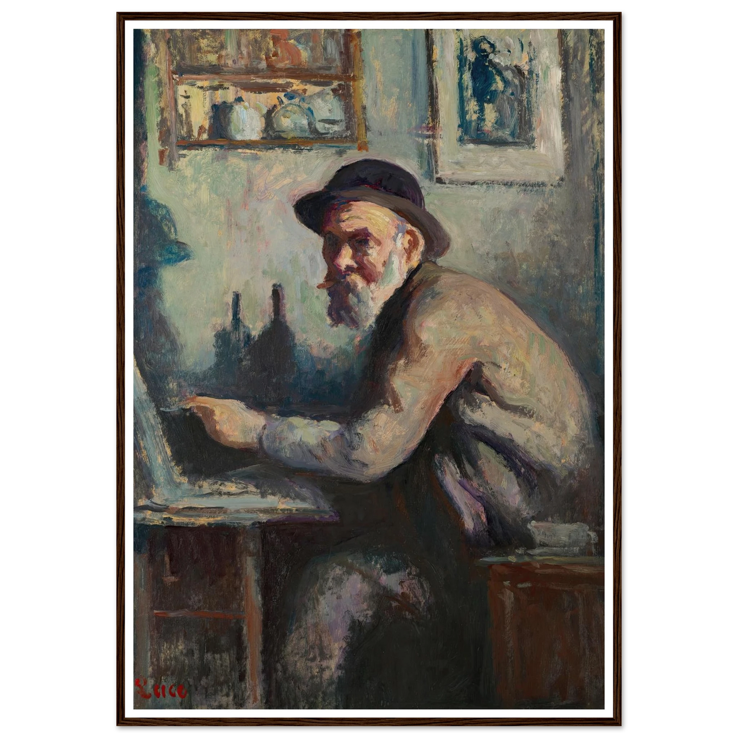 Autoportrait au chevalet (1930) Art Print | Maximilien Luce-Quipham Collections