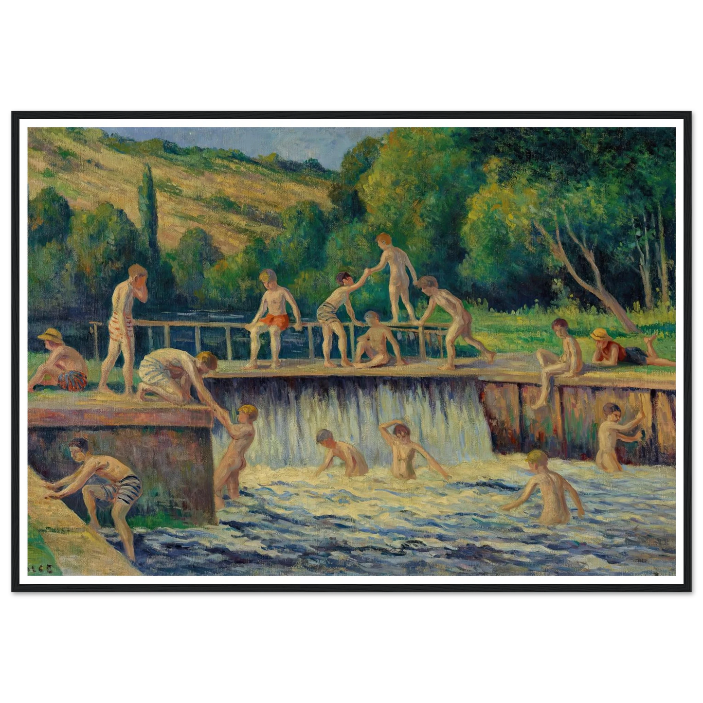 La baignade à Bessy-sur-Cure (circa 1908) Art Print | Maximilien Luce-Quipham Collections