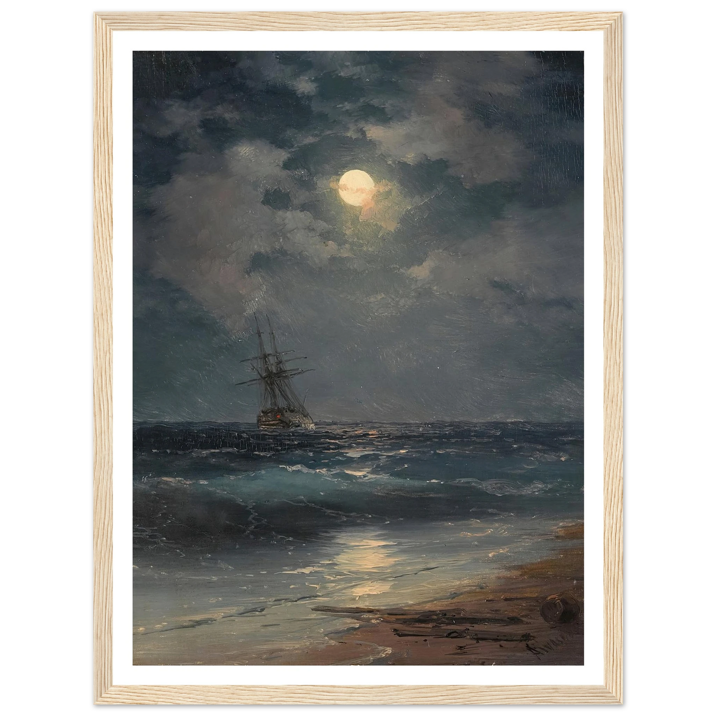 Ship by Moonlight Art Print | Ivan Konstantinovich Aivazovsky-Quipham Collections