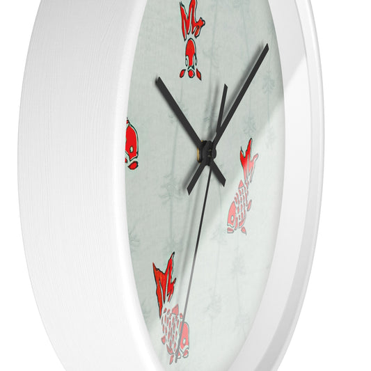 Seamless Gold Fish Illustration Wall Clock | Watanabe Seitei-Quipham Collections