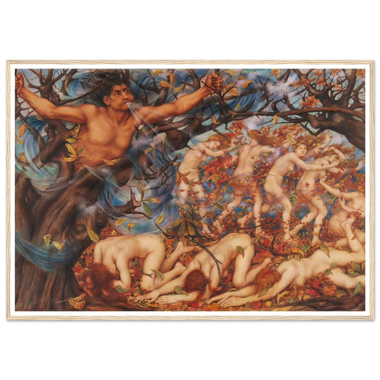 Boreas and the Fallen Leaves (1910) Art Print | Evelyn de Morgan-Quipham Collections