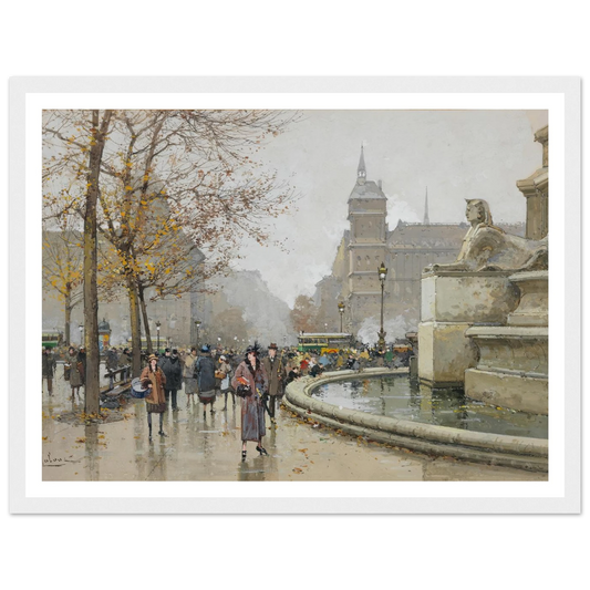 La fontaine du Palmier, place du Châtelet Art Print | Eugene Galien Laloue-Quipham Collections