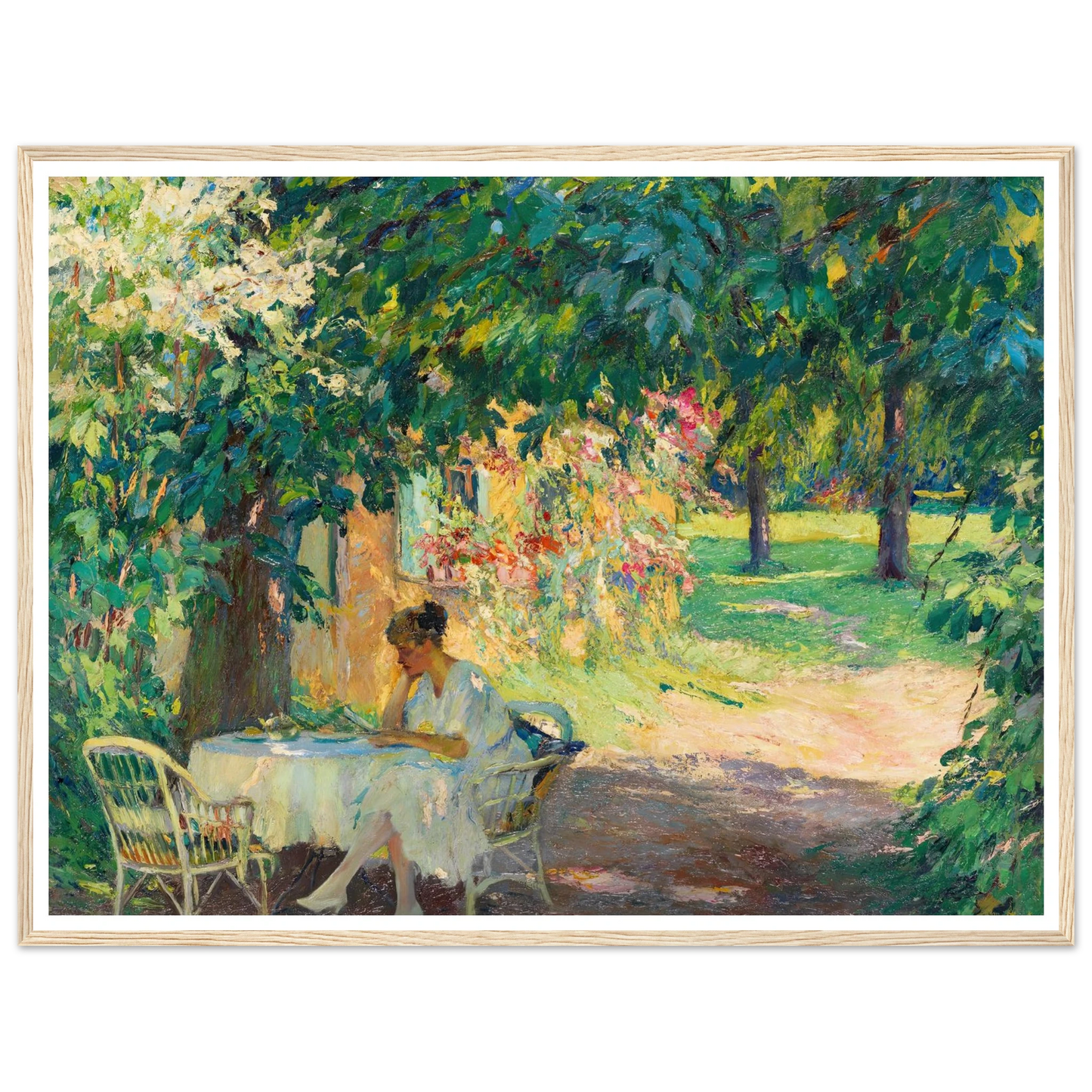 Summer in the garden of the artist’s villa on Lake Starnberg (1920) Art Print | Edward Cucue-Quipham Collections