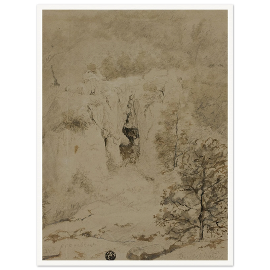 Rocky Landscape (1832) Art Print | Barend Cornelis Koekkoek - Framed Poster - 30x40 cm / 12x16″ - Black frame