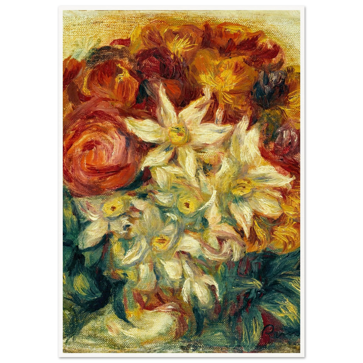 Bouquet de narcisses et de roses (1914) Art Print | Pierre Auguste Renoir-Quipham Collections