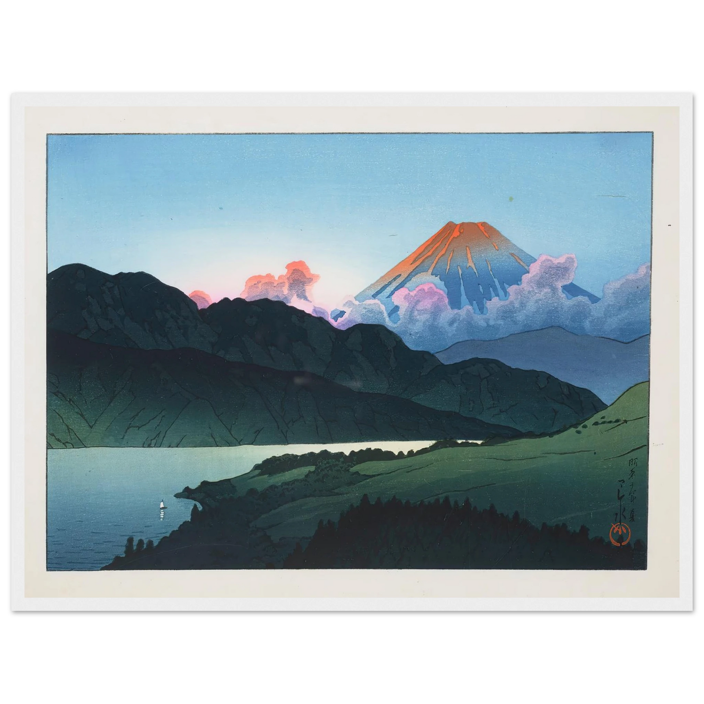 Evening of Mount Fuji from Lake Ashino-ko (1935) Art Print | Kawase Hasui-Quipham Collections
