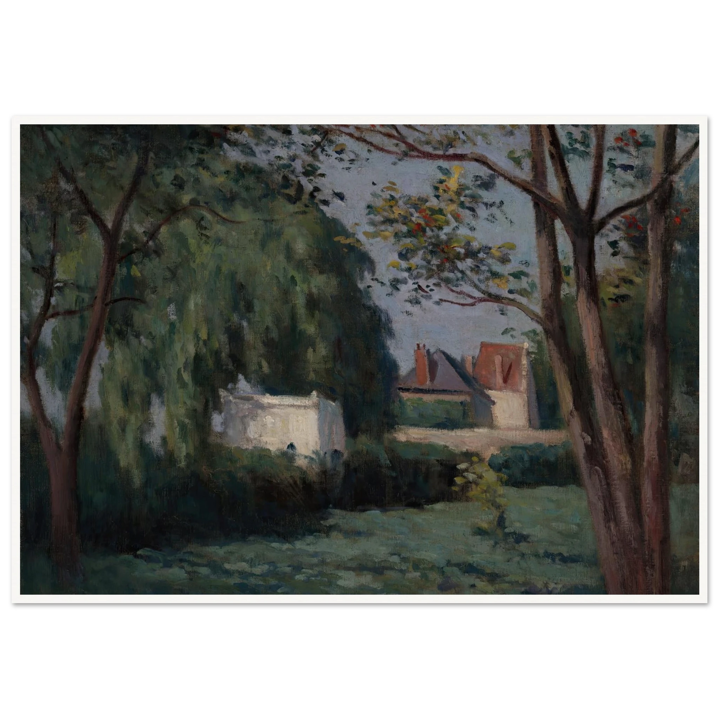 Country Scene with Three Houses and Trees (ca. 1900) Art Print | Maximilien Luce-Quipham Collections
