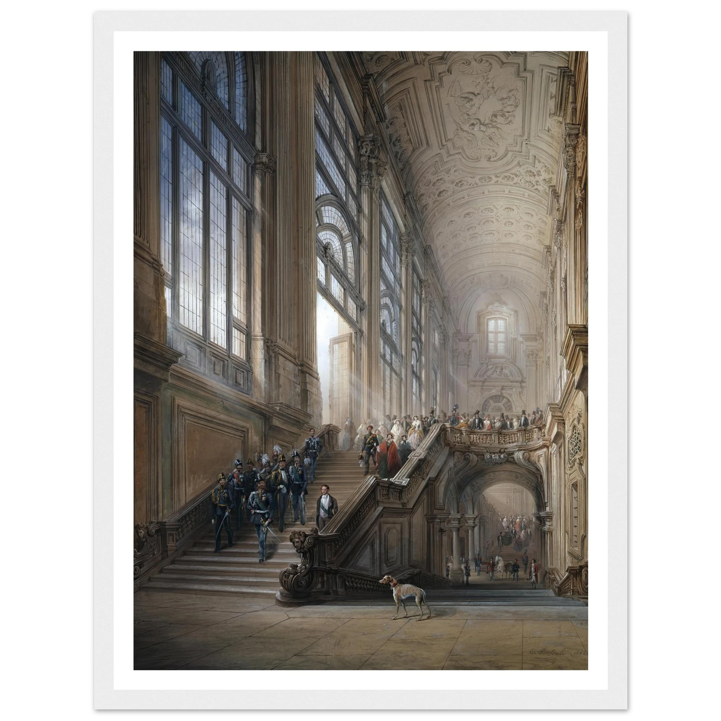 King Victor Emanuel II and Camillo Cavour at the opening of the’ Senato Subalpino’ (1853) Art Print | Carlo Bossoli-Quipham Collections