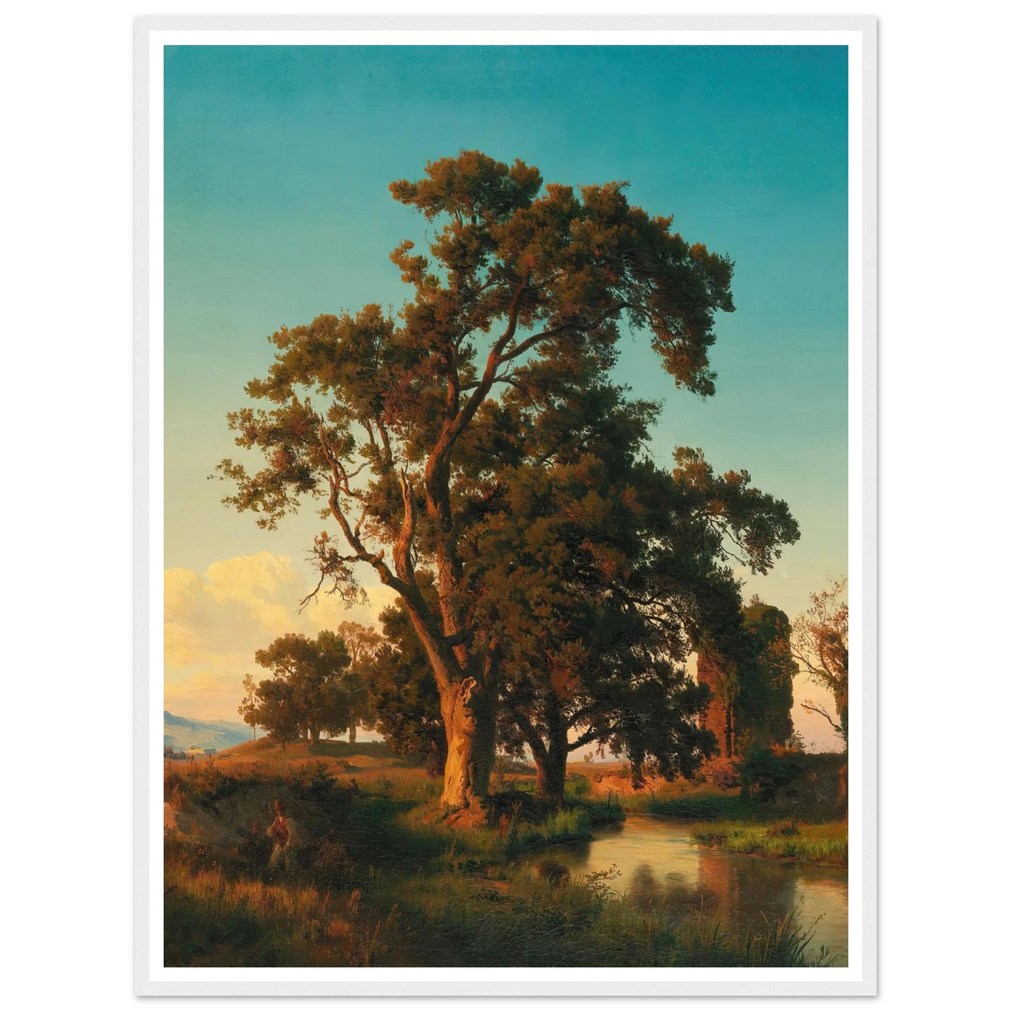 A majestic tree in the evening light Art Print | Oswald Achenbach-Quipham Collections