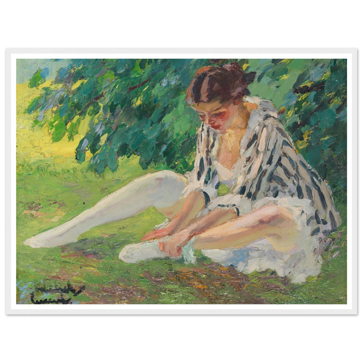Undressing (sitting in the grass) (1910) Art Print | Edward Cucue-Quipham Collections