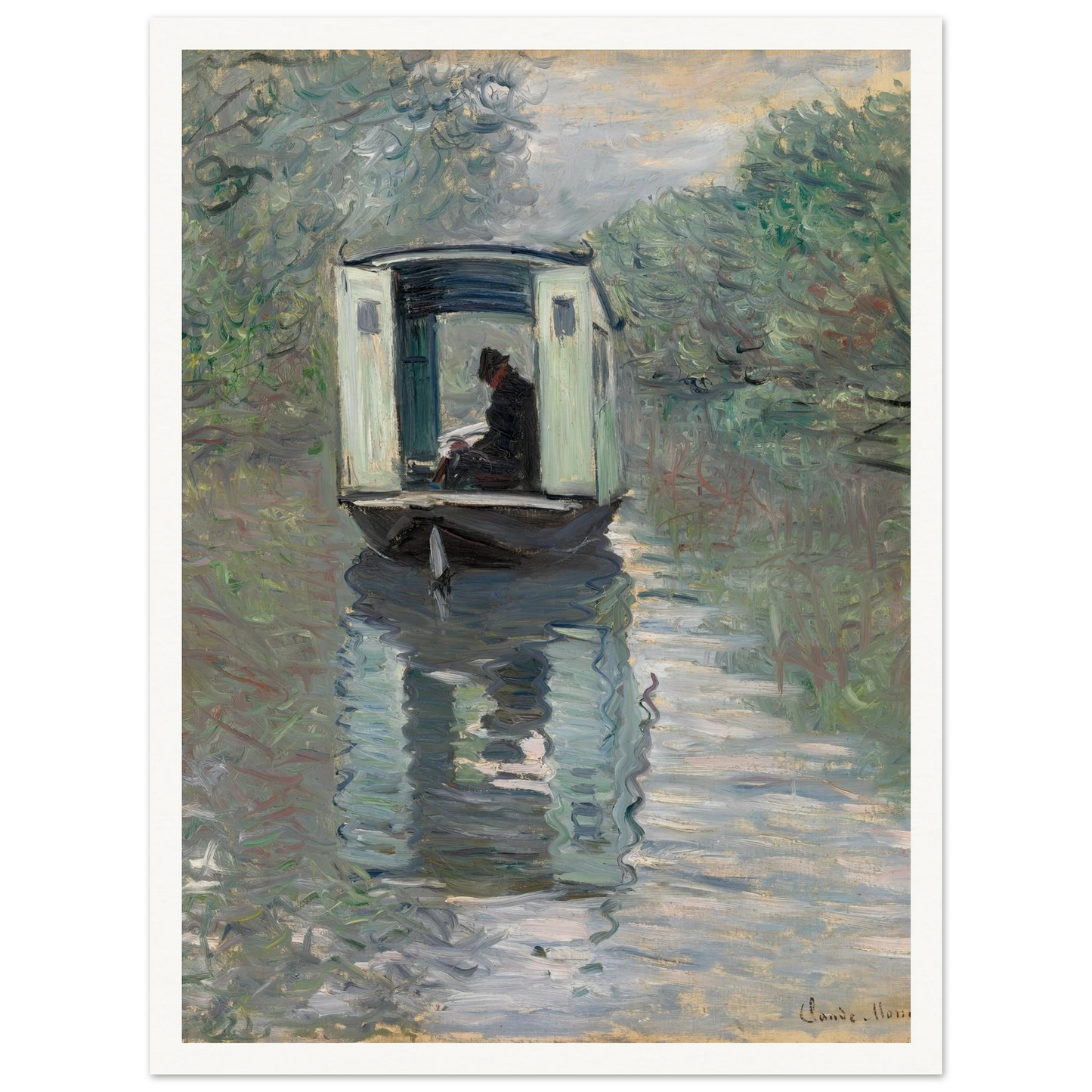 The Studio Boat (Le Bateau-atelier) (1876) Art Print | Claude Monet-Quipham Collections