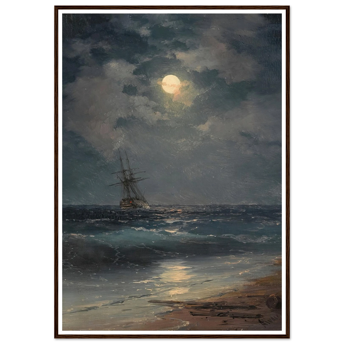 Ship by Moonlight Art Print | Ivan Konstantinovich Aivazovsky-Quipham Collections