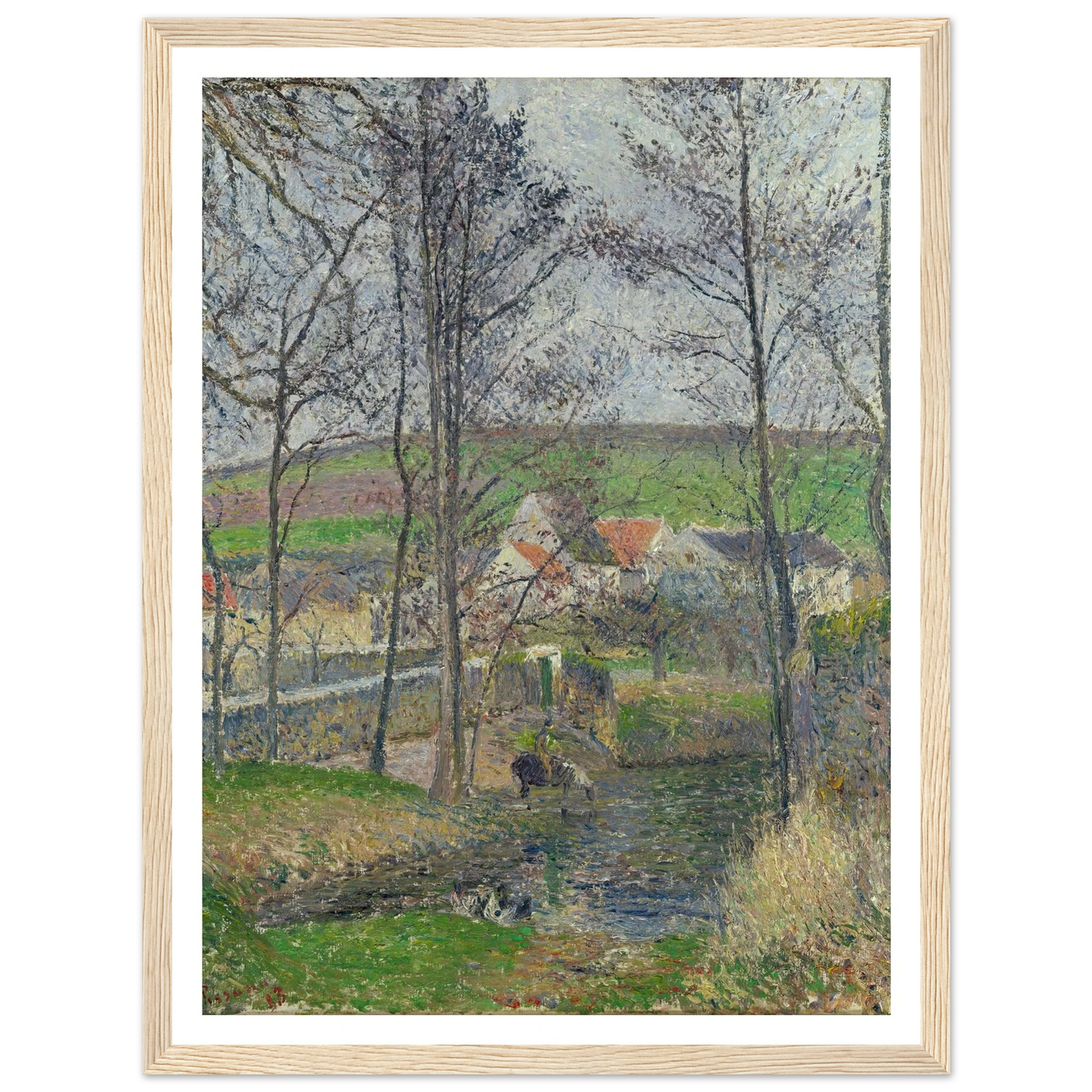 The banks of the Viosne at Osny in grey weather, winter Art Print | Camille Pissarro-Quipham Collections