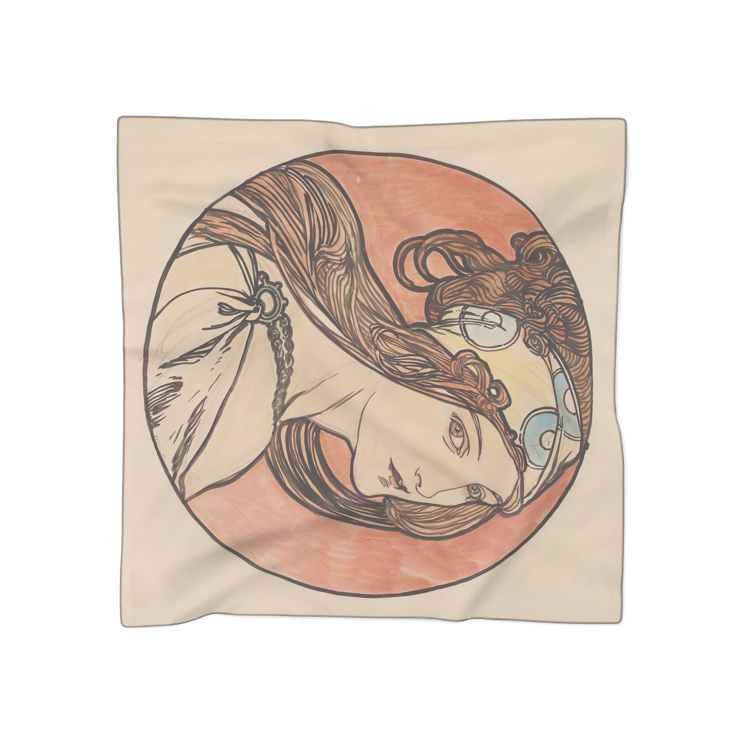 Woman with a Headscarf | Alphonse Mucha Scarf – Art Nouveau Scarf-Quipham Collections