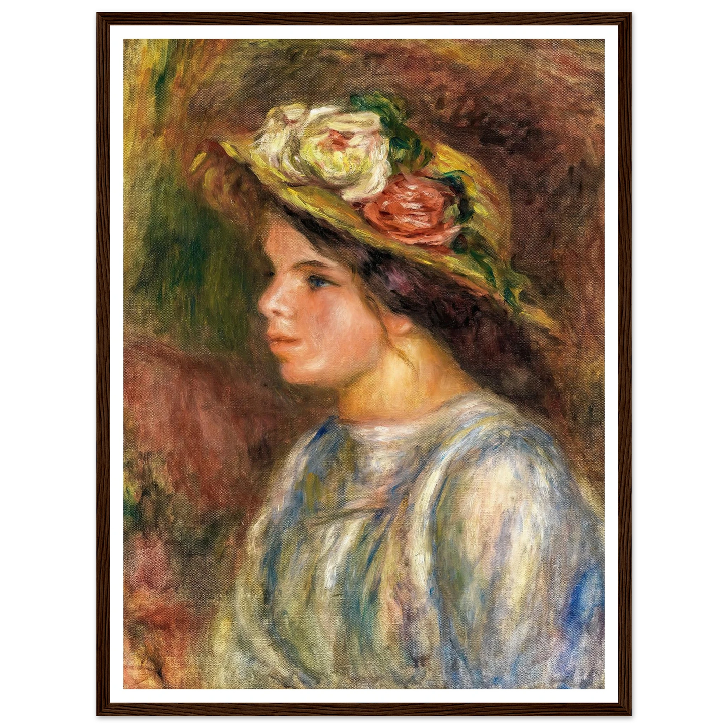 Buste De Femme, Chapeau De Paille Garni (circa 1914) Art Print | Pierre Auguste Renoir-Quipham Collections