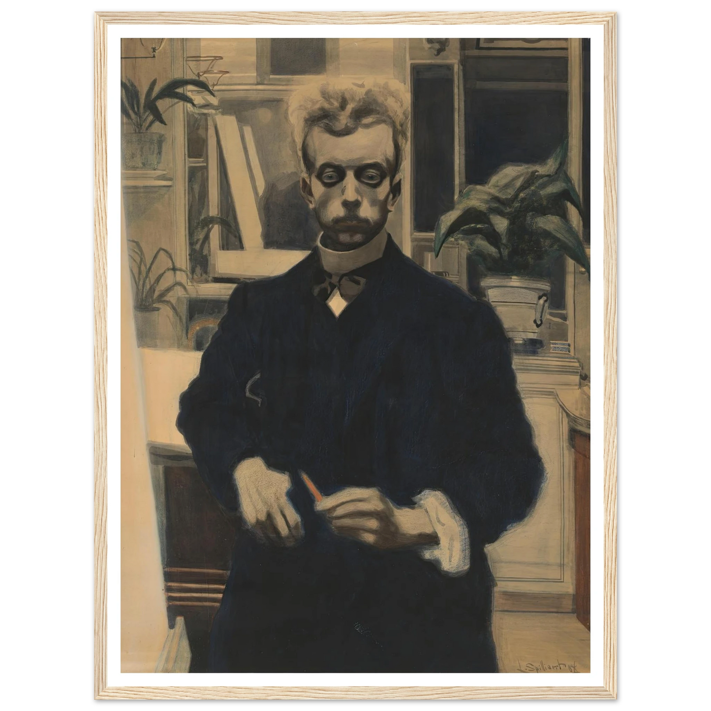 Zelfportret met rood potlood (1908) Art Print | Leon Spilliaert-Quipham Collections