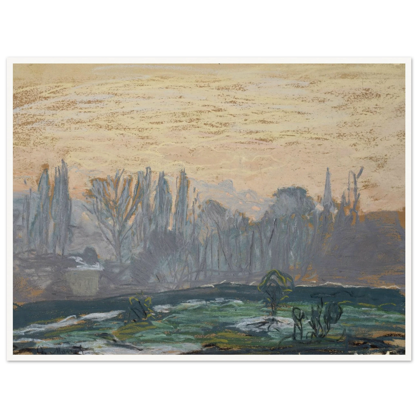 Winter Landscape with Evening Sky (ca. 1870 – 1880) Art Print | Claude Monet-Quipham Collections