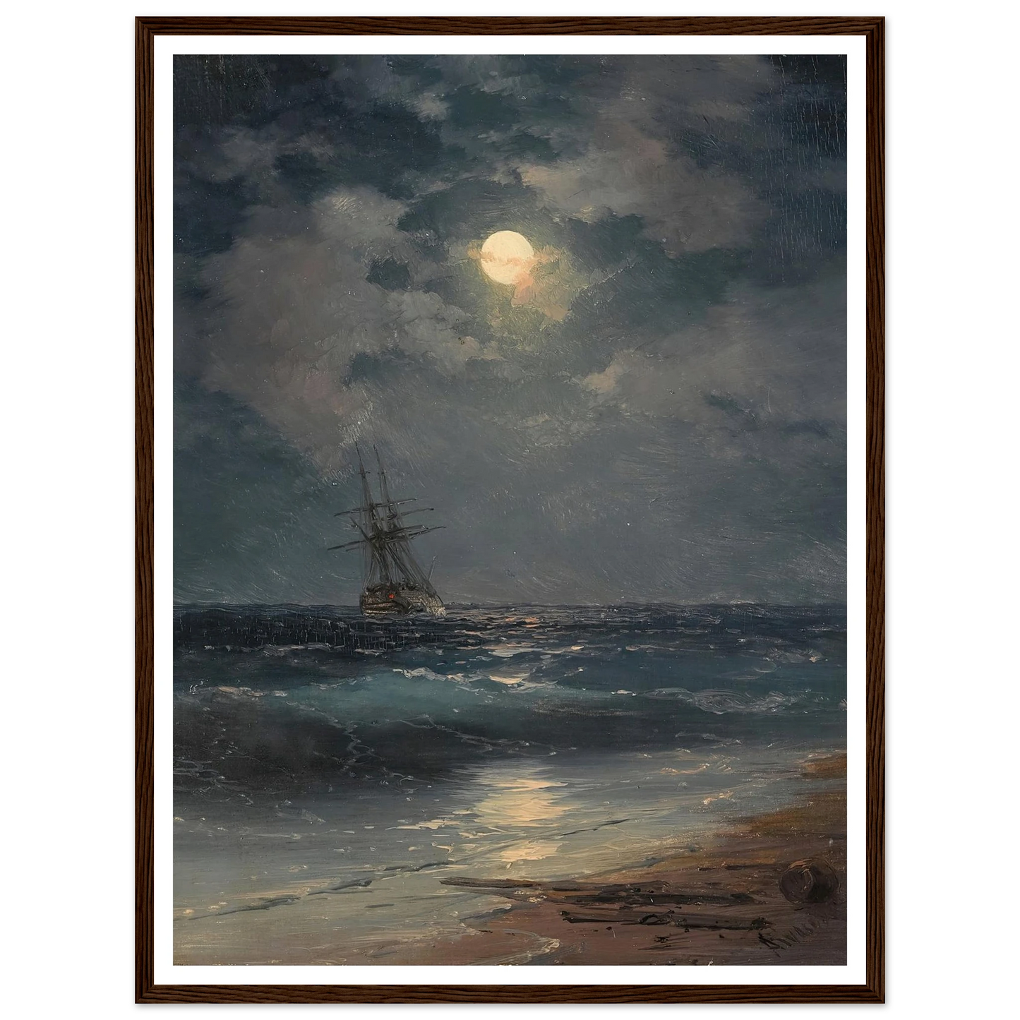 Ship by Moonlight Art Print | Ivan Konstantinovich Aivazovsky-Quipham Collections