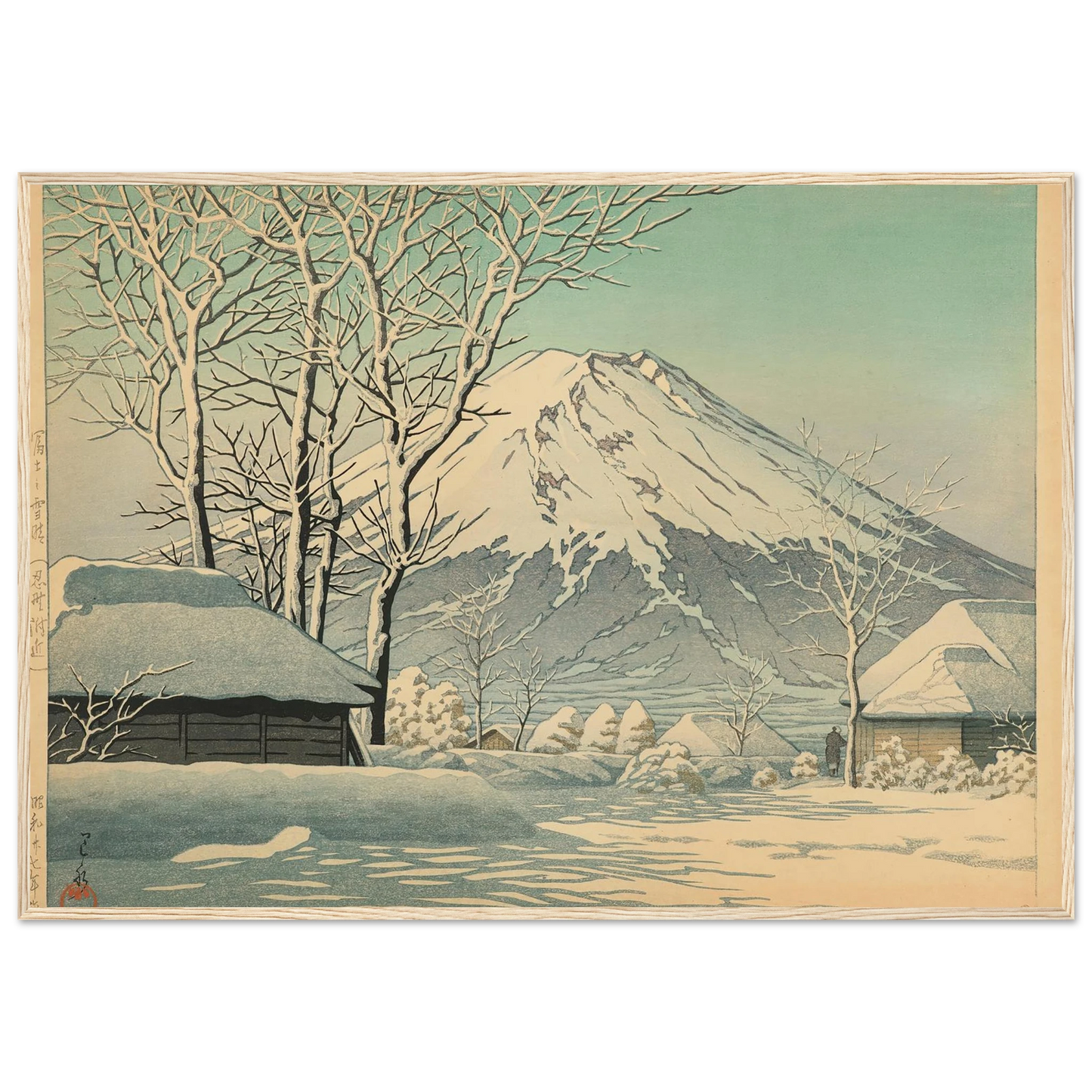 Fuji no yukibare, Oshino fukin (Mt. Fuji, clearing after a snowfall in Oshiono) (1952) Art Print | Kawase Hasui-Quipham Collections