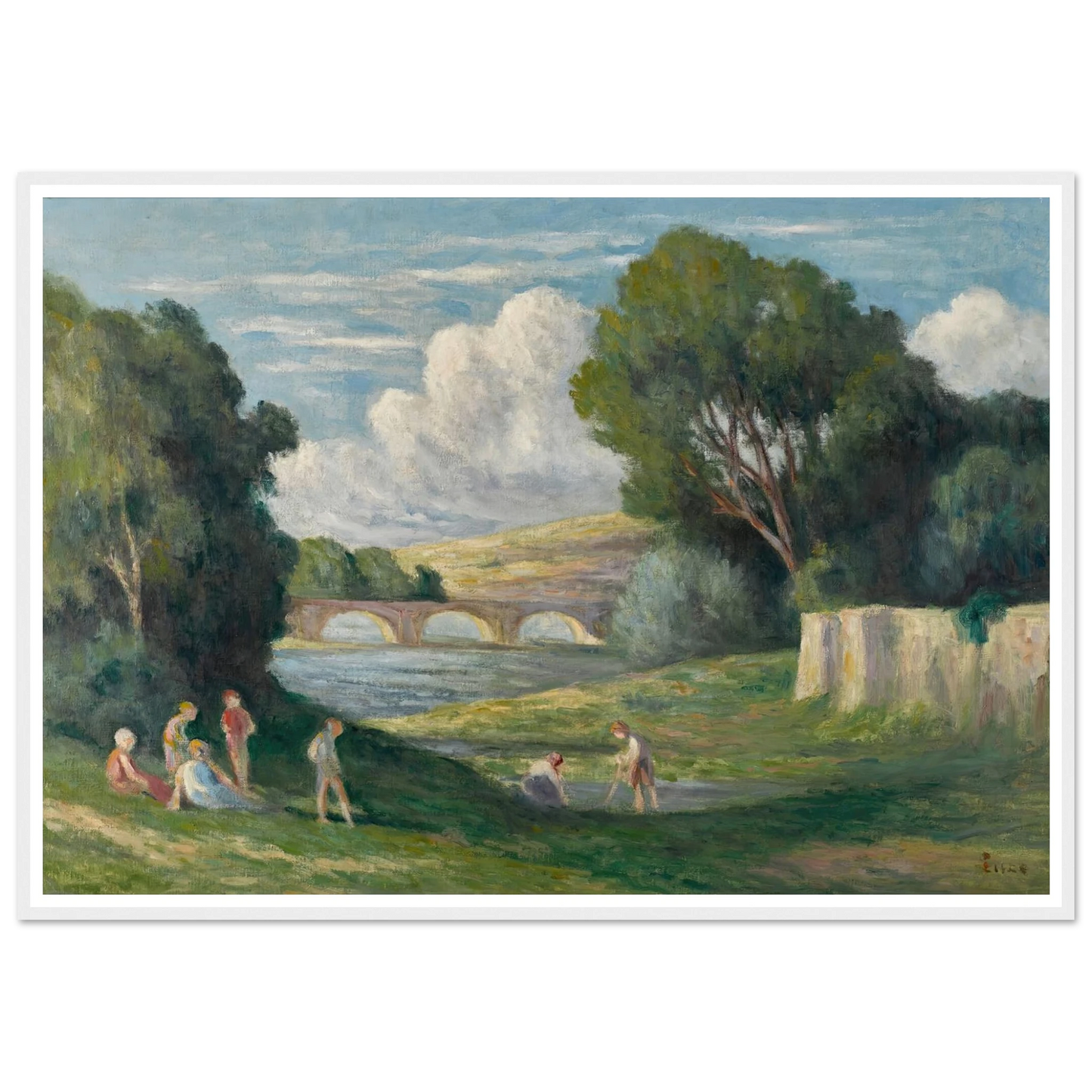 Rolleboise, baigneurs près du bras de Seine (1930) Art Print | Maximilien Luce-Quipham Collections