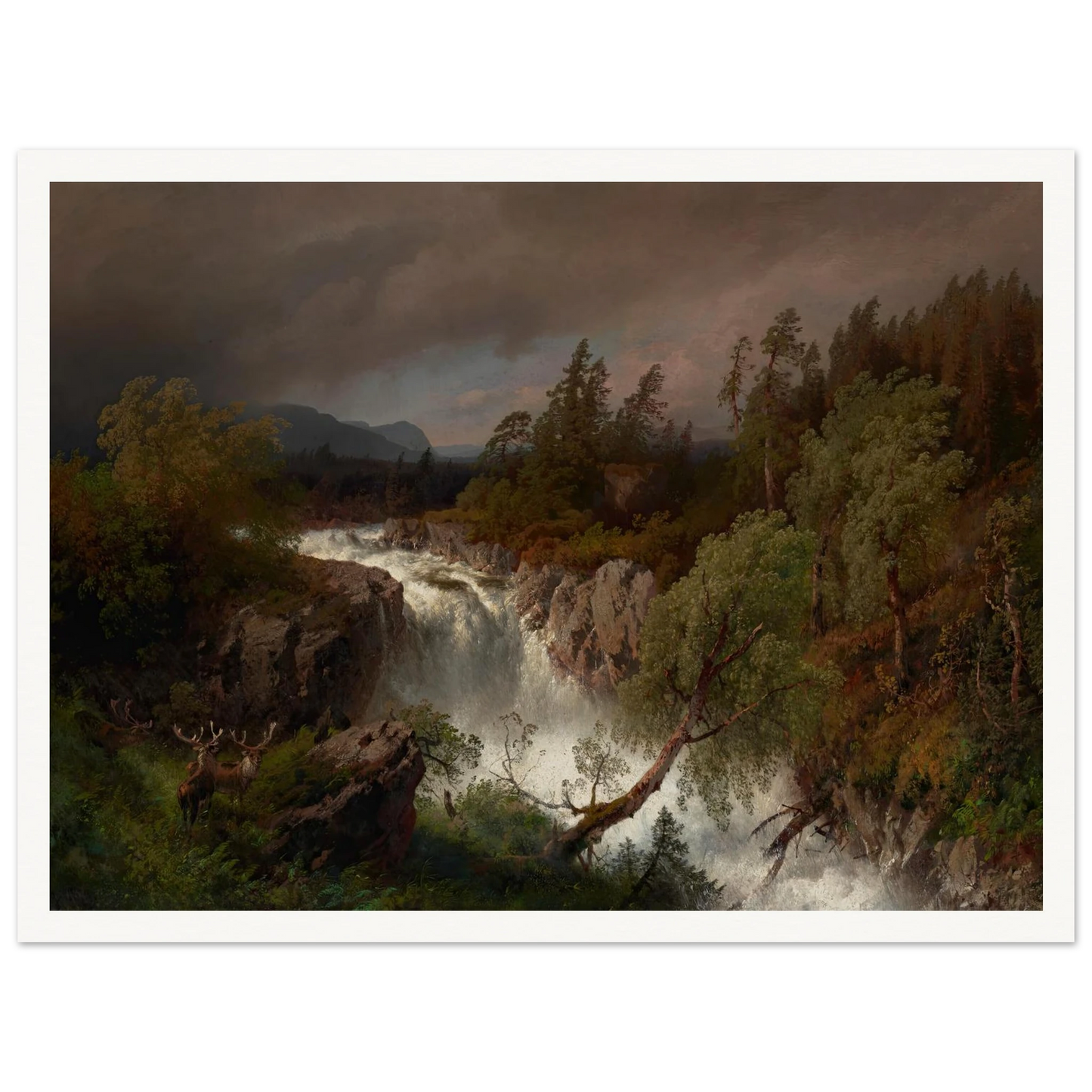 Waterfall in Telemarken Norway (1879) Art Print | Hermann Ottomar Herzog-Quipham Collections