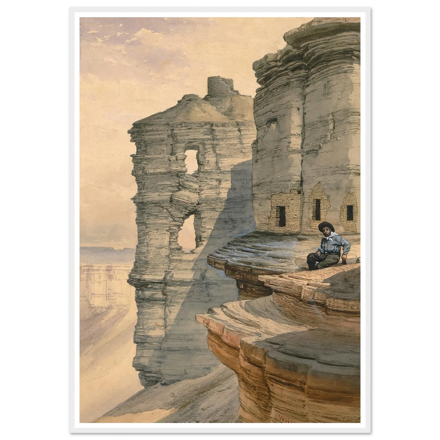 Cliff Houses On The Rio Mancos, Colorado (1878) Art Print | William Henry Holmes-Quipham Collections
