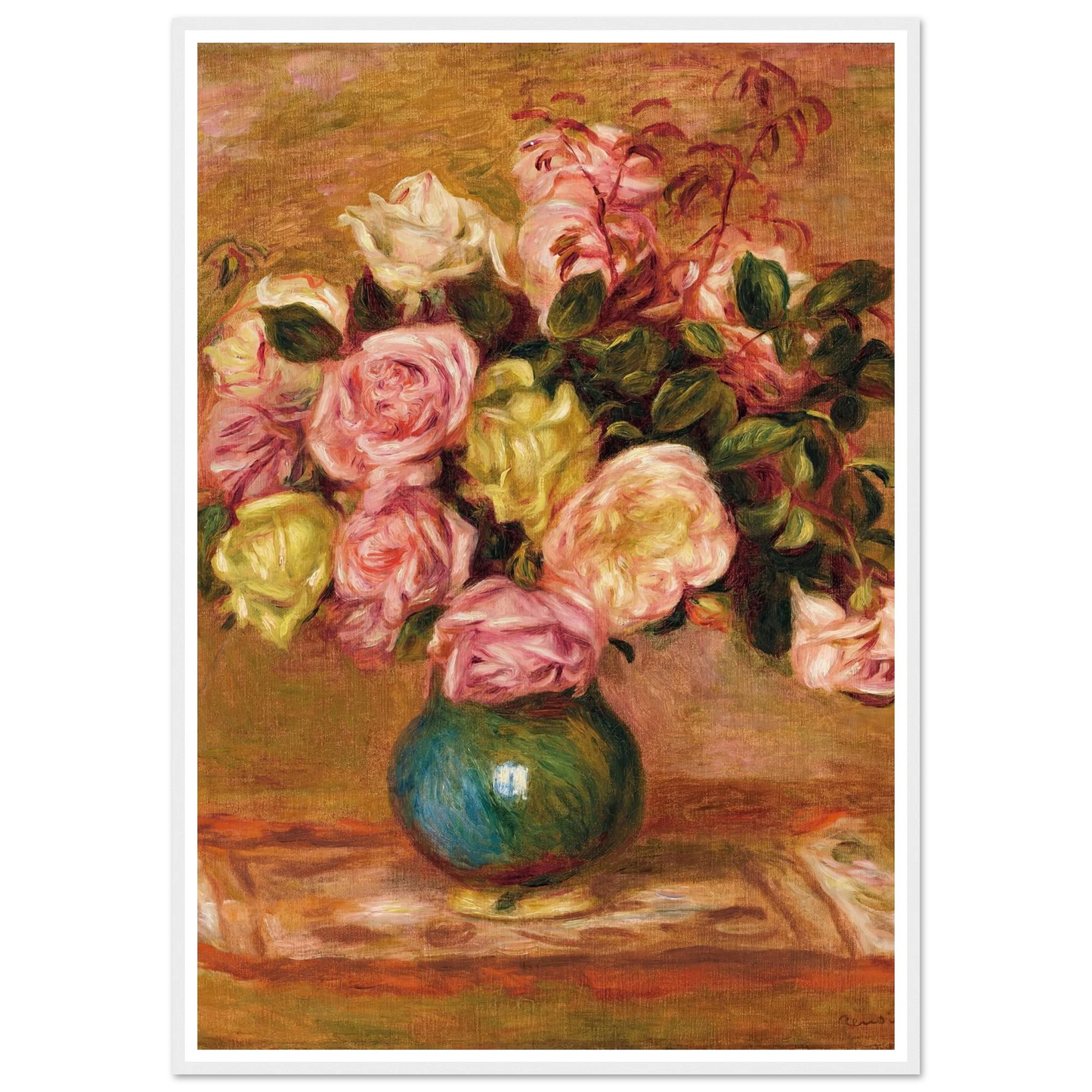 Bouquet de roses dans un vase (1906) Art Print | Pierre Auguste Renoir-Quipham Collections