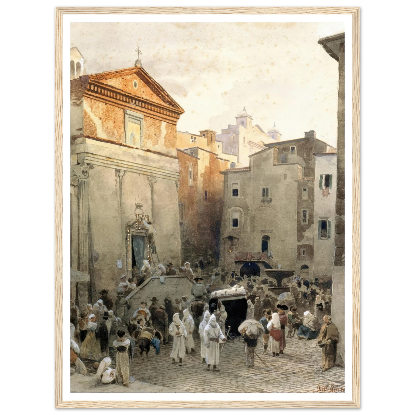 Funeral in Palestrina (circa 1857) Art Print | Oswald Achenbach-Quipham Collections