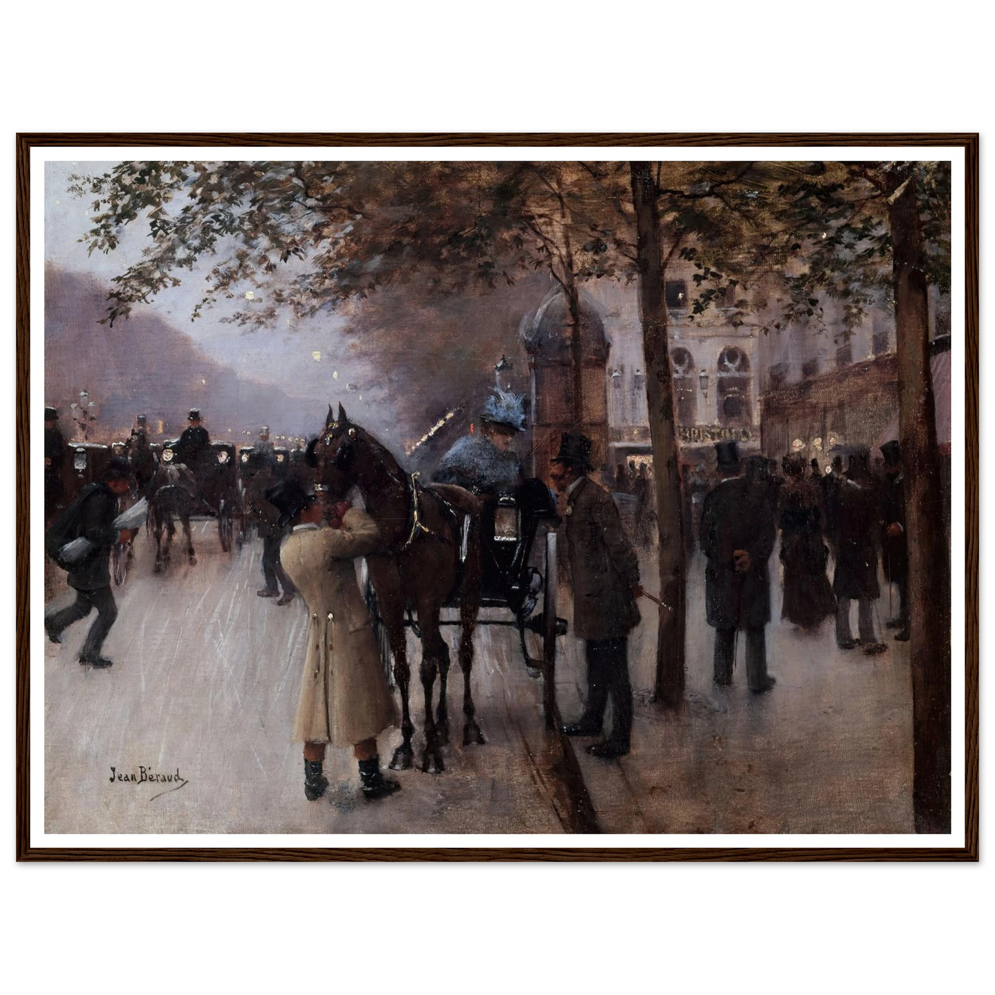 Le boulevard des Capucines, le soir, devant le Café Napolitain (1880) Art Print | Jean Beraud-Quipham Collections