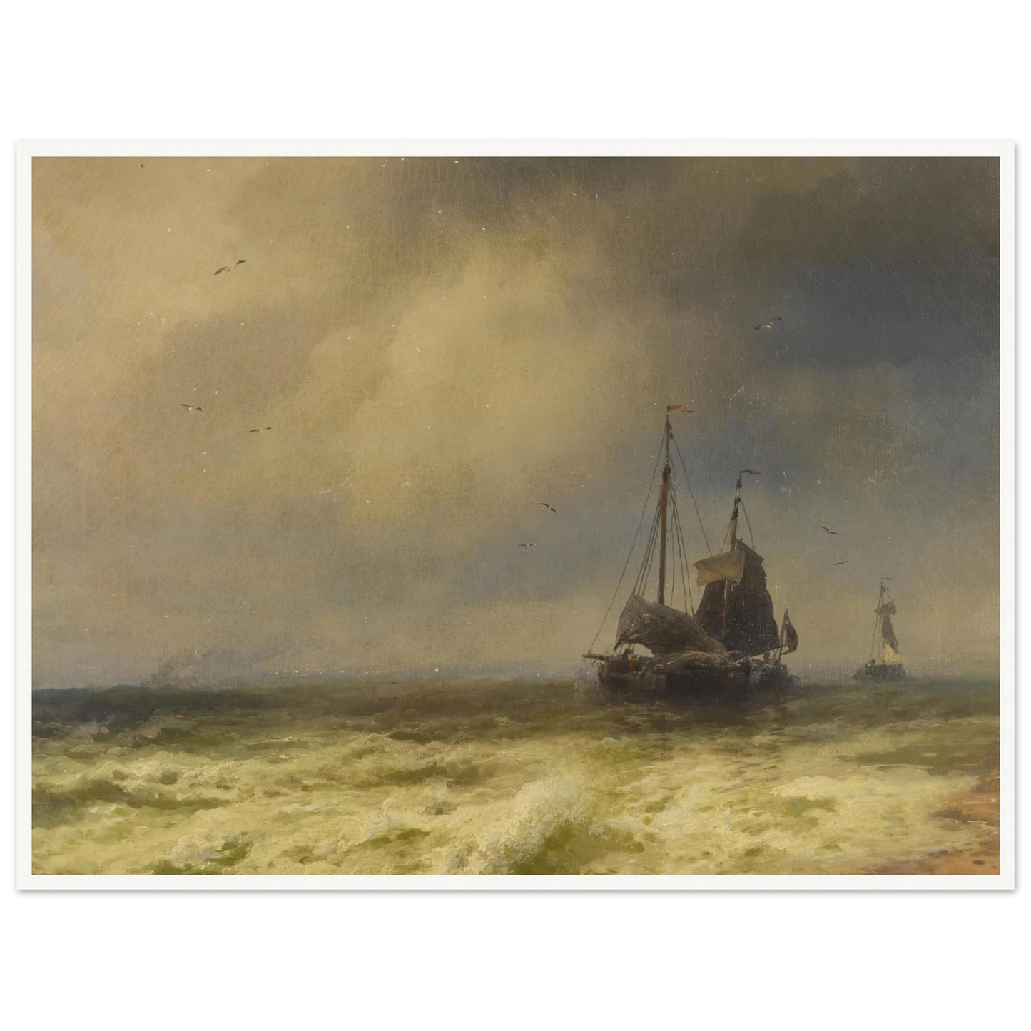 Two Ships By the Shoreline Art Print | Hermann Ottomar Herzog-Quipham Collections