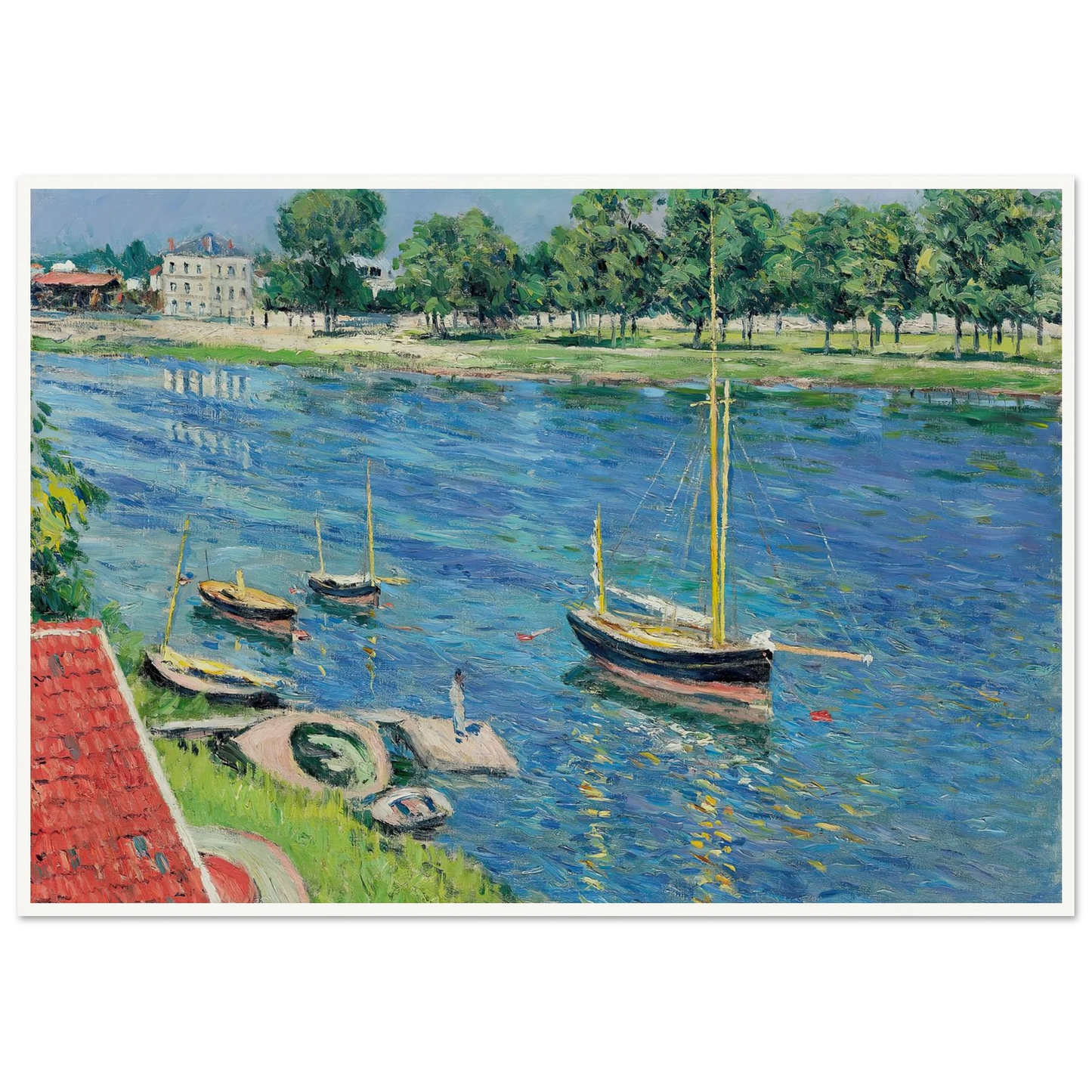 La Seine à Argenteuil, bateaux au mouillage (1883) Art Print | Gustave Caillebotte-Quipham Collections