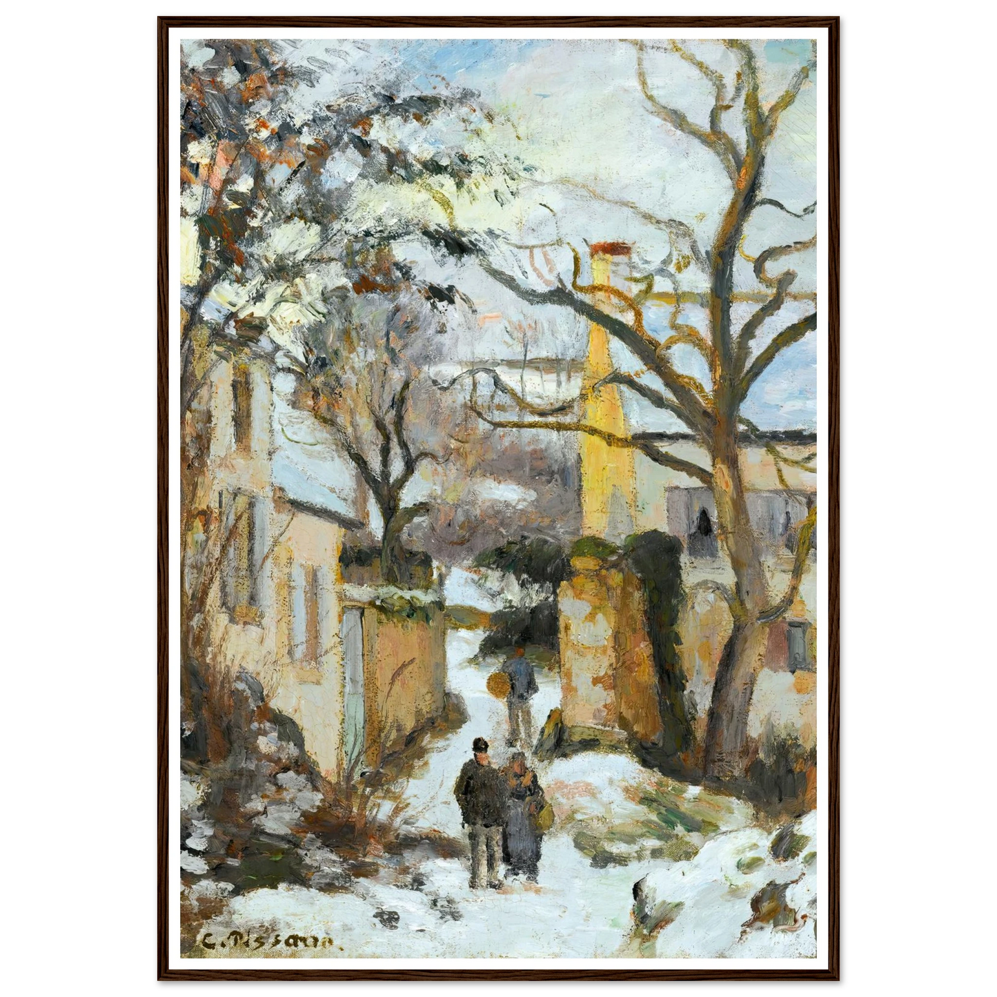 La Maison Rondest Sous La Neige, Pontoise Or Chemin De L’hermitage, Pontoise, Sous La Neige (circa 1875) Art Print | Camille Pissarro-Quipham Collections