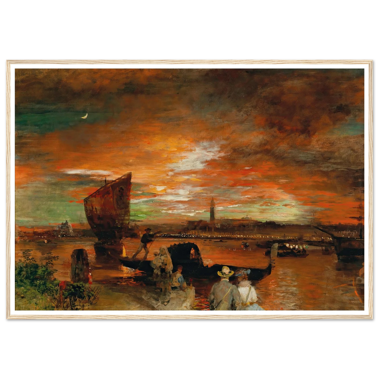 A scene at dusk in Venice (1903) Art Print | Oswald Achenbach-Quipham Collections