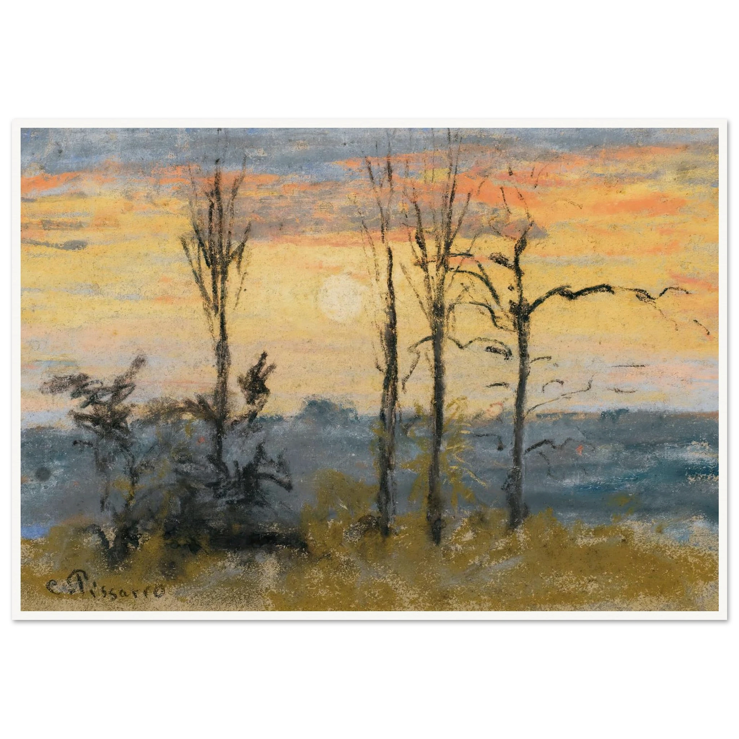 Coucher De Soleil Art Print | Camille Pissarro-Quipham Collections