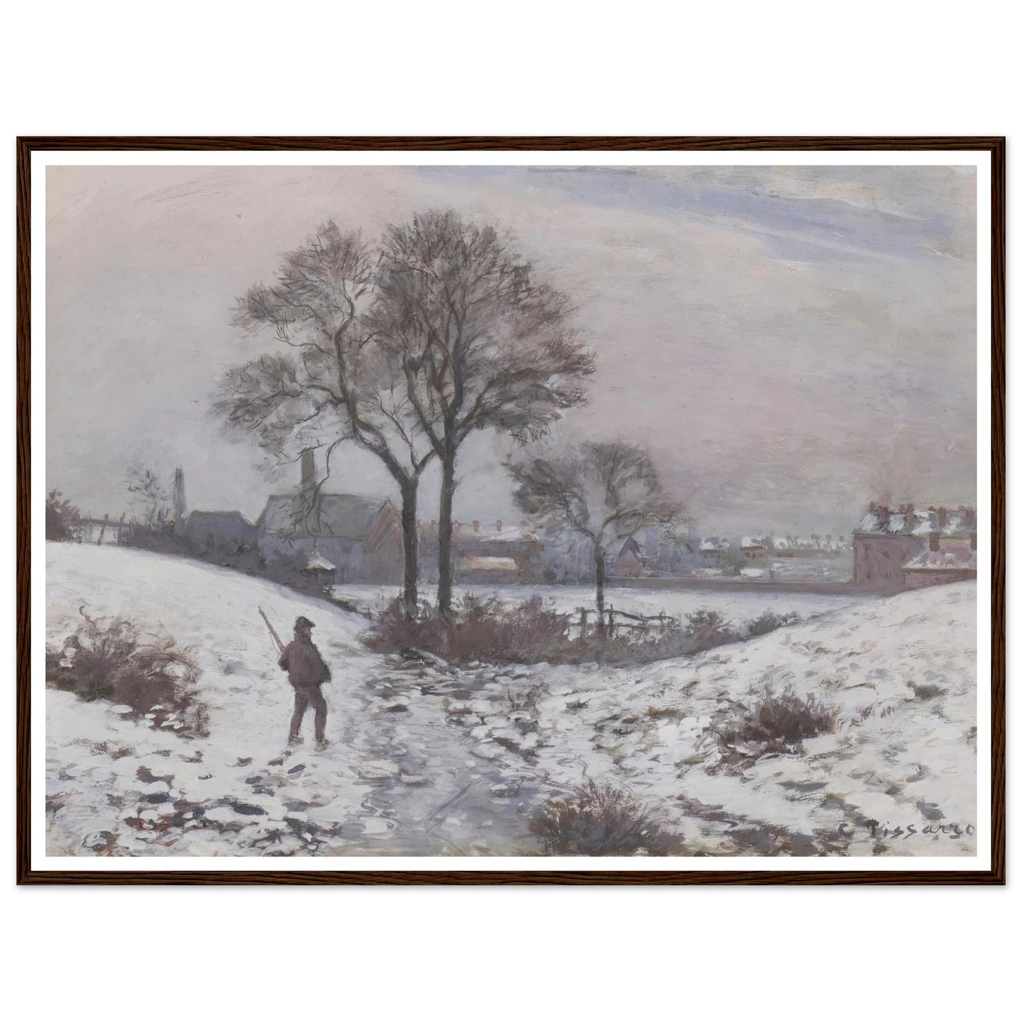 Chasseur en hiver, paysage à Norwood (1870) Art Print | Camille Pissarro-Quipham Collections