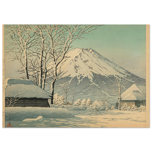 Fuji no yukibare, Oshino fukin (Mt. Fuji, clearing after a snowfall in Oshiono) (1952) Art Print | Kawase Hasui-Quipham Collections
